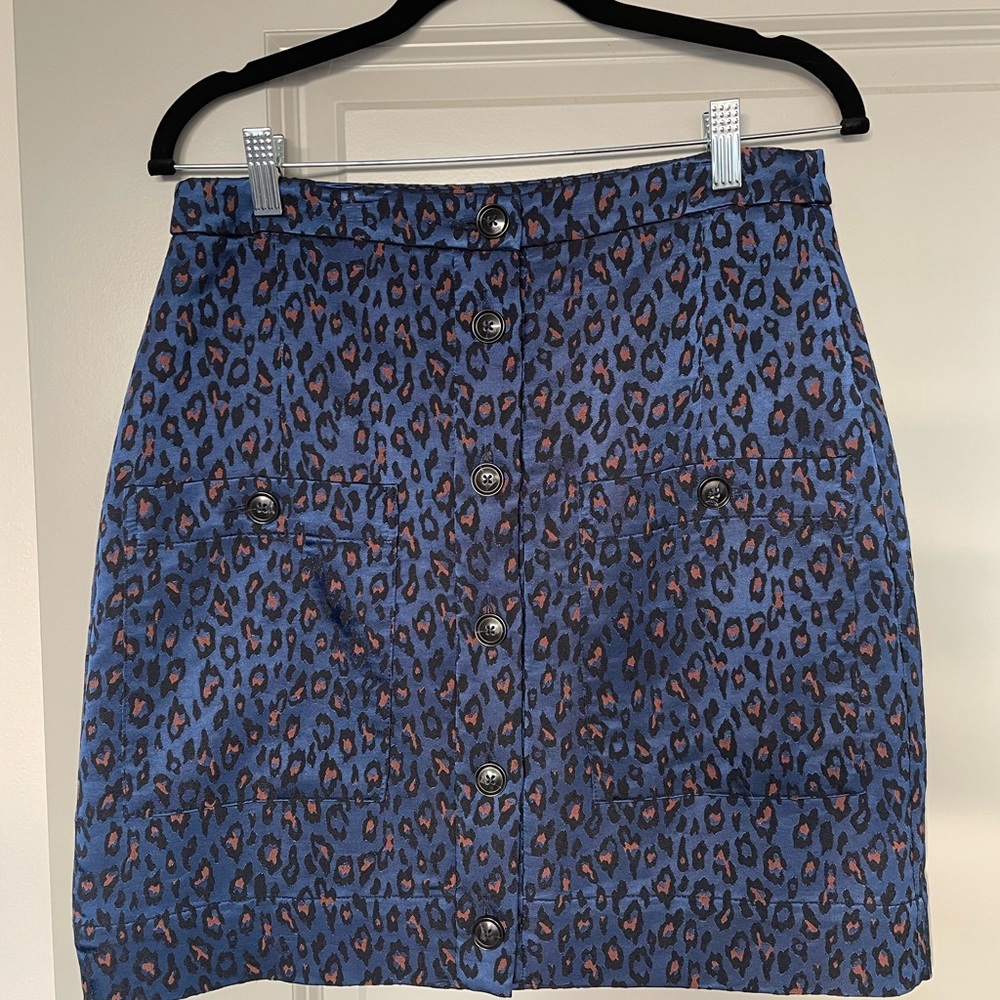 Banana Republic Leopard Print Button-Front Skirt
